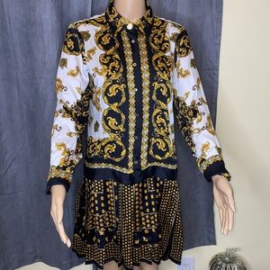 Gold and black printed dress